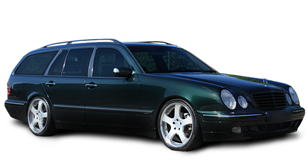 Dunkelgrüner Mercedes E-Klasse mit Alufelgen